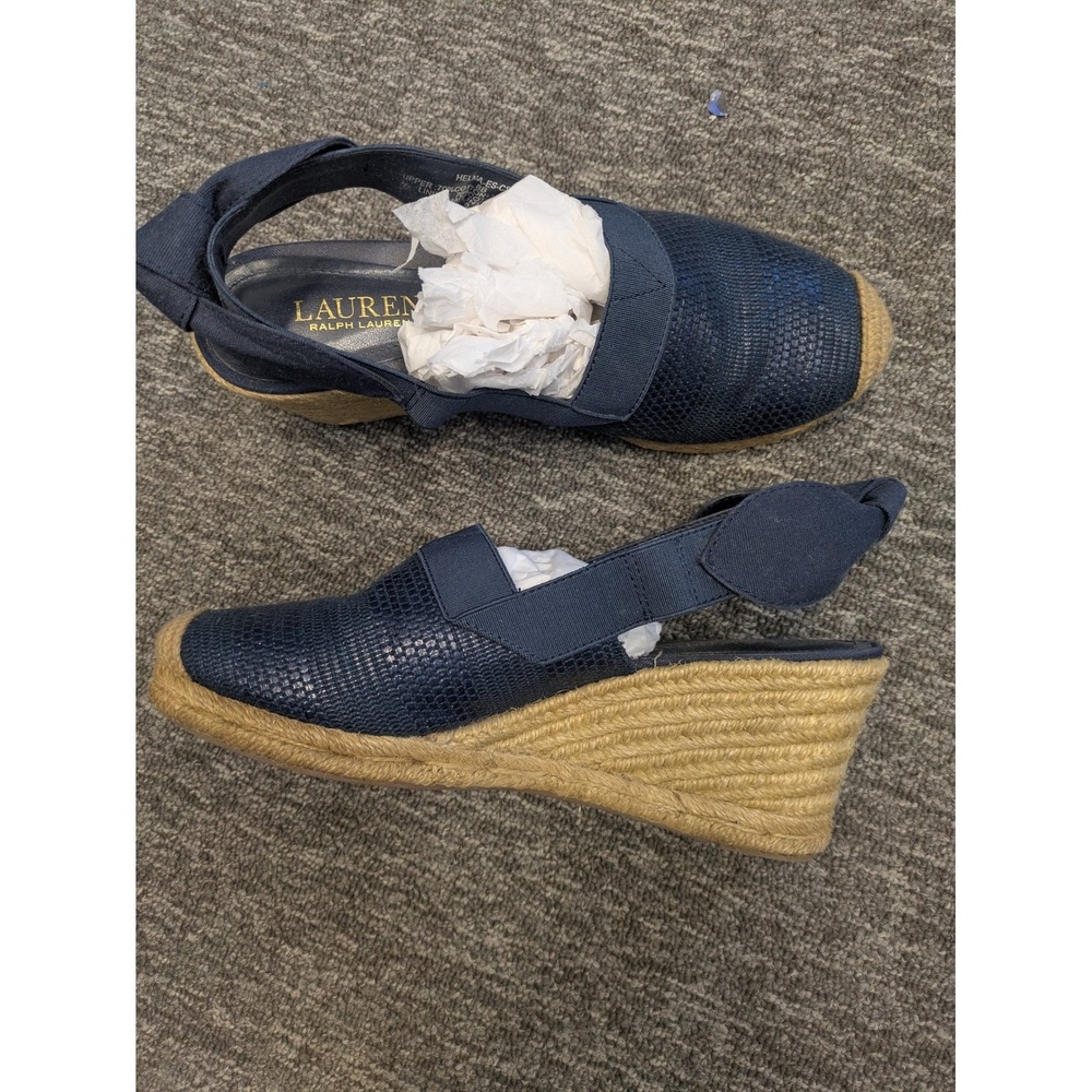 Lauren Ralph Lauren Helma Women's Size 8 Navy Espadrille Wedge Heels